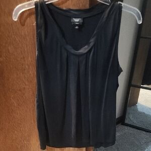 Talbots Black Pleated Classic Dressy 14p Loose Sleeveless Blouse